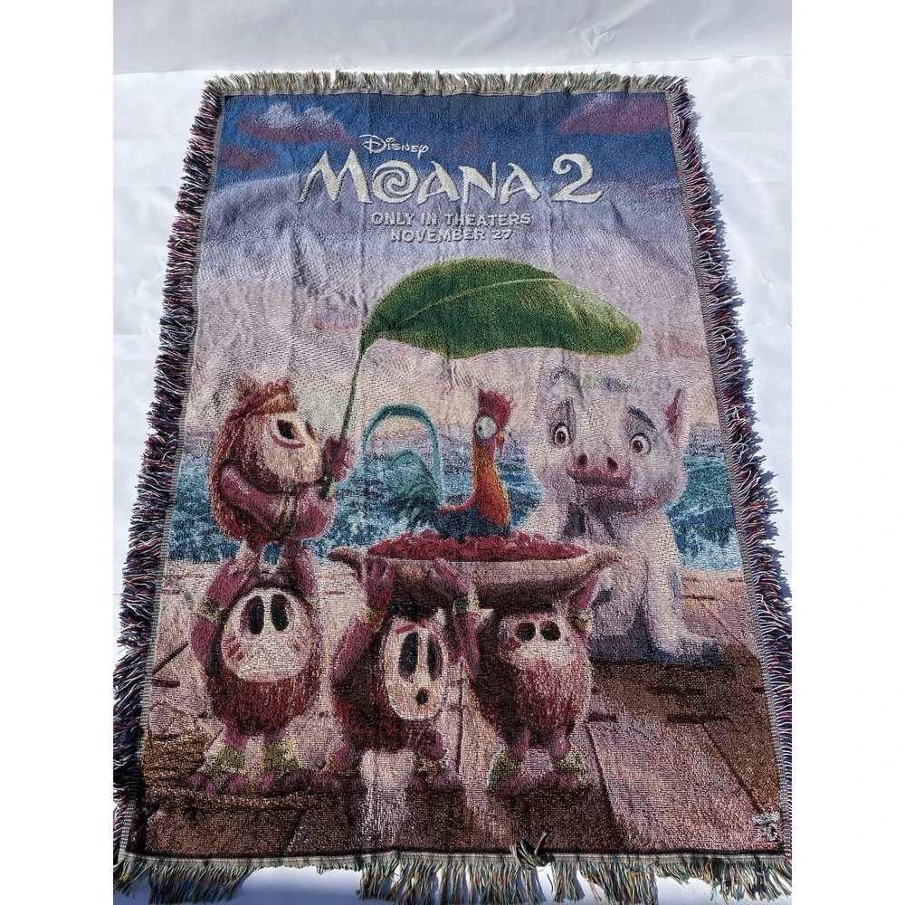 Walt Disney Moana 2 Throw Blanket Hei Hei Pua Promo 32X49 Rug Bed Decor